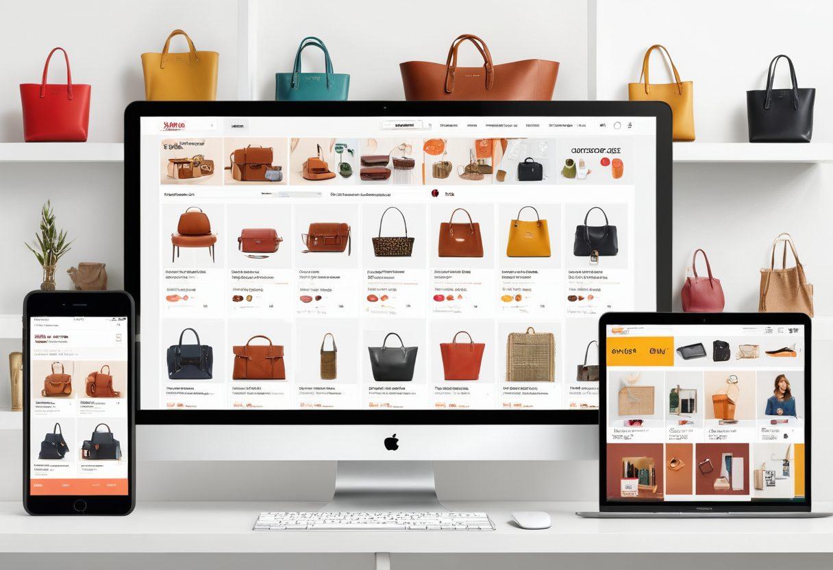 An engaging scene showcasing a vibrant digital marketplace on Wallpop Web, filled with diverse products and dynamic seller interactions. Include sleek UI elements, happy customers, and seamless transaction visuals. Emphasize various categories like electronics, fashion, and home decor with a modern, clean design. super-realistic. vibrant colors. white background.